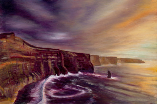 Giclée art print of the Cliffs of Moher, Co. Clare, Ireland, 20×13¾ inches, on archival Hahnemühle paper, by Irish artist Marie McDwyer