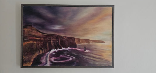 Cliffs of Moher - Original oil painting 25" x 17" - Framed